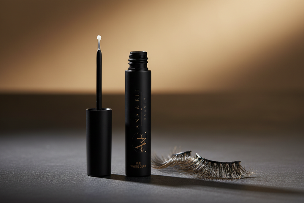 Ana & Eli Beauty 5ML White Lash Glue open with brush applicator