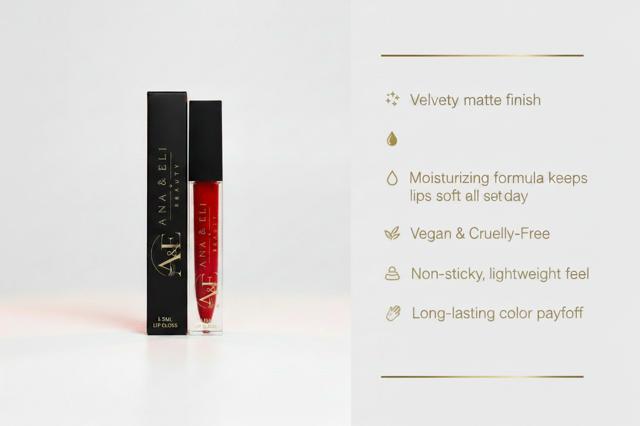 Ana & Eli Beauty Matte Lip Gloss Features Graphic - Wine Berry